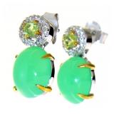 Natural 7.23 ct Chrysoprase-Peridot-Topaz Earrings