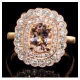 14K Rose Gold 1.86 ct Morganite and Diamond Ring