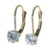 10kt Gold Round Swarovski Leverback Earrings