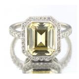 Emerald Cut 12.50 ct Yellow Topaz Cocktail Ring