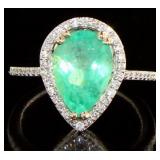 14kt Gold 2.99 ct Emerald & Diamond Ring