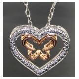 Diamond Accent Rose Double Heart Pendant