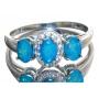 Natural Australian Blue Opal 3 Stone Ring