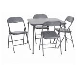 Gray Folding Table & 4 Folding Chairs