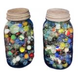 Blue Ball Mason Jar Full Marbles