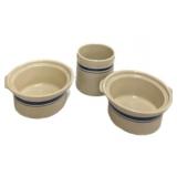 (3) Pc Vintage Blue Stripe Casserole Bowls &