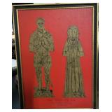 (3) Brass Etching Framed Prints