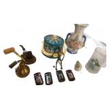 Estate Marbles, Lighters, Vintage Tin Can, Vase,