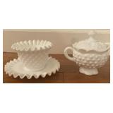 Hobnail Fenton glass (2 pieces)