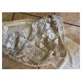 2 lace table runners linen