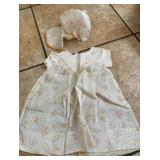 Vintage doll dress with bonnet