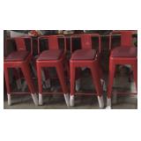 (4) PCS Red Metal BarStools