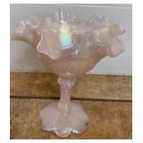 Fenton iridescent cabbage rose compote