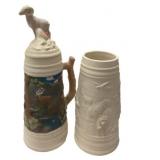 11.5 & 17.5 " (2) Ceramic Beer Steins