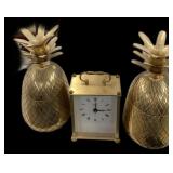 Brass Carriage Clock & Pineapple dishes