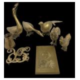 (8) Pc Brass Roosters, Ducks, Bird, Shakespeare