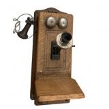 Antique Oak Wall Phone w