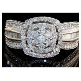 10kt Gold 3/4 ct Double Halo Diamond Ring