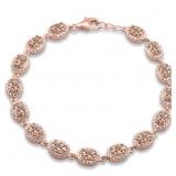 Rose Toned Oval Morganite & White Topaz Bracelet