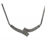 14k Gold 4.61 ct Baguette Diamond Evening Necklace