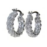 Genuine Diamond Accent Hoop Earrings