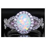 Stunning White Opal & Pink Sapphire Infinity Ring