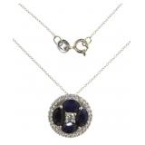 Genuine 3.10ct Sapphire & Zircon Designer Necklace