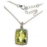 Natural 19.06 ct Lemon Quartz & Zircon Necklace