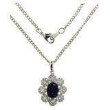 14K Gold 3.26 ct Sapphire and Diamond Pendant