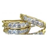 10kt Gold 1.50 ct Channel Set Diamond Earrings