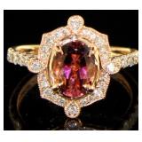 14kt Gold 2.77 ct Pink Tourmaline & Diamond Ring