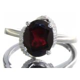 Oval 3.15 ct Natural Garnet & Diamond Ring