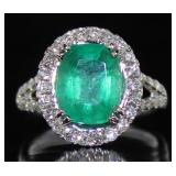 14kt Gold 4.38 ct Emerald & Diamond Ring