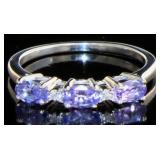 Natural Tanzanite & Diamond Anniversary Ring