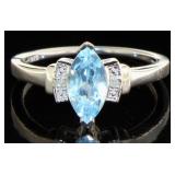 Marquise 1.22 ct Swiss Blue Topaz & Diamond Ring