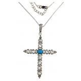 Natural 7.50 ct Turquoise & Topaz Cross Necklace