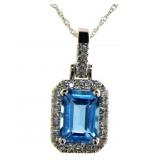 14kt Gold London Blue Topaz & Diamond Necklace