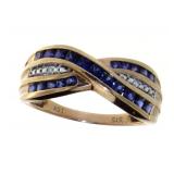 10kt Gold Invisible Set Sapphire & Diamond Ring