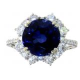 14kt Gold 6.49 ct Sapphire & Diamond Ring