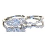 Past Present Future White Topaz 2 pc Bridal Set