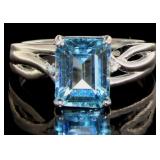 Natural 2.50 ct Swiss Blue Topaz & Diamond Ring