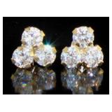 10kt Gold Swarovski Cluster Stud Earrings