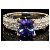 14kt Gold 1.87 ct Tanzanite & Diamond Ring