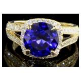 14k Gold 6.02 ct Sapphire & Diamond Ring