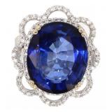 14kt Gold 31.95 ct Sapphire & Diamond Ring