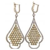 14kt Gold 5.71 ct Fancy Yellow Diamond Earrings