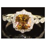 Cushion Cut 2.30 ct Antique Style Zultnite Ring