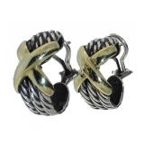 David Yurman 18kt Gold/Sterling Designer Earrings