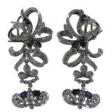 14kt Gold 3.64 ct Sapphire & Diamond Earrings