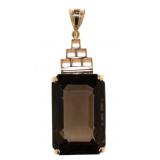 14kt Gold Step Cut 44.00 ct Smoky Quartz Pendant